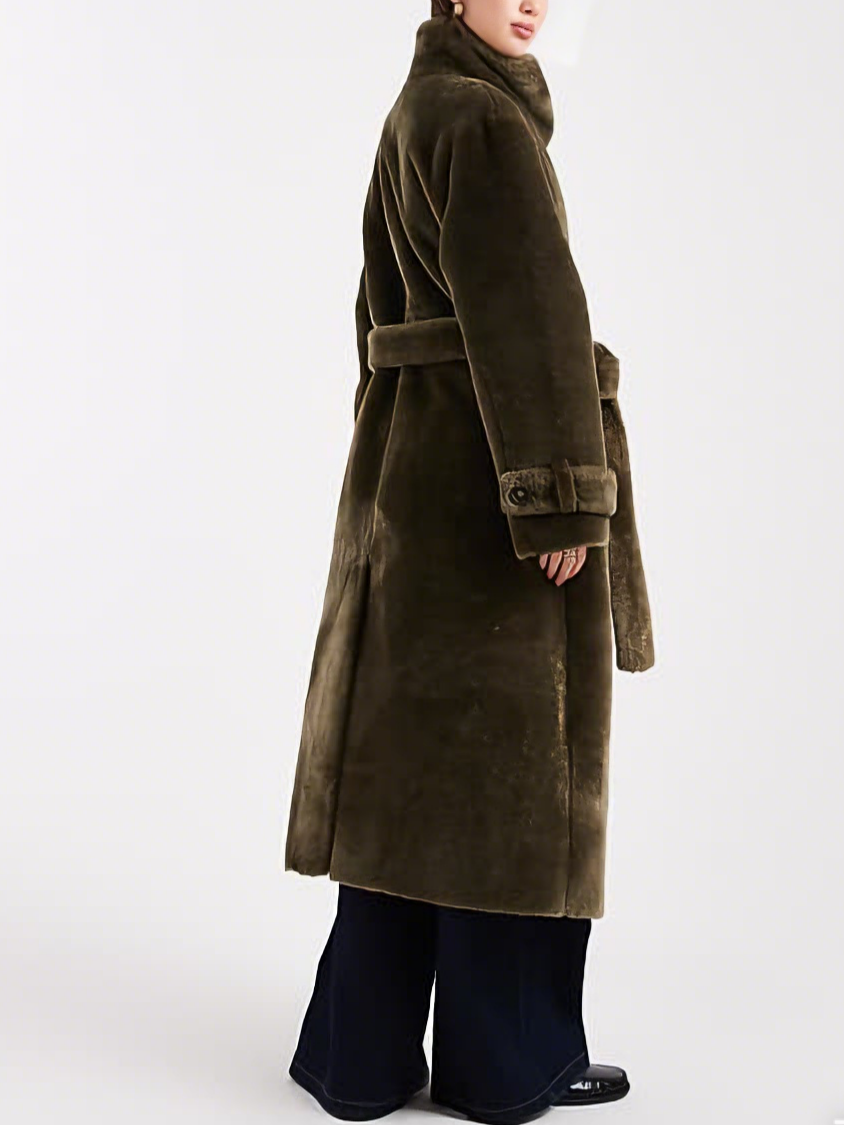 Longline Cozy Teddy Funnel Neck Coat