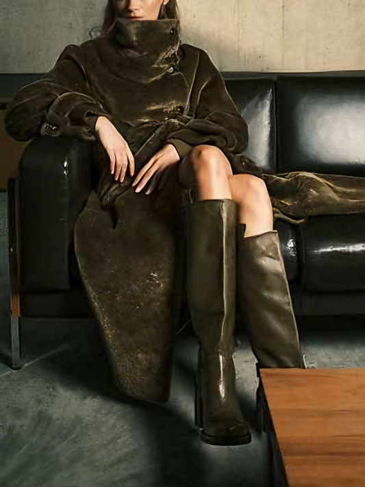 Longline Cozy Teddy Funnel Neck Coat