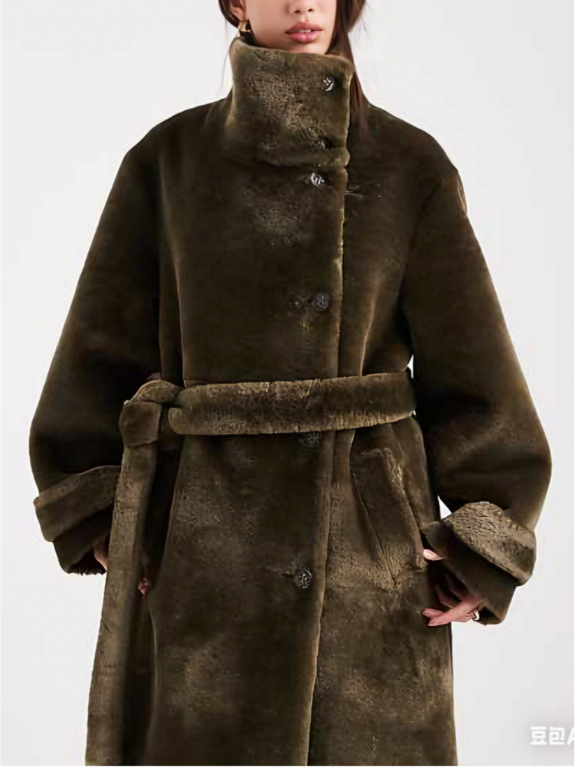 Longline Cozy Teddy Funnel Neck Coat