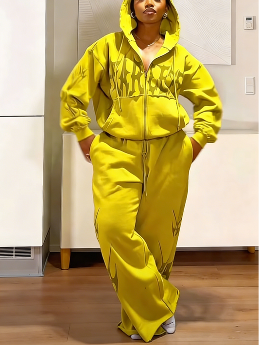 Oversized Green Fleece Tracksuit Set