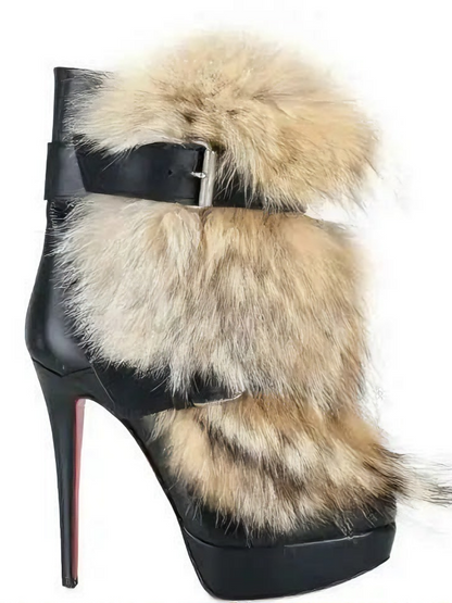 Trendy Black Fur Boots