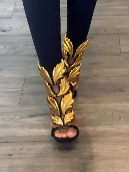 Stylish Leaf Winged Gladiator High Heels