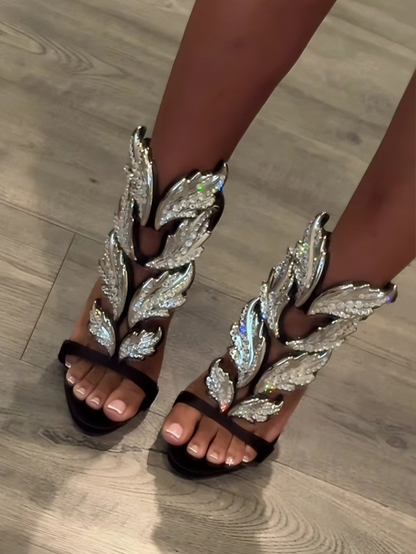Stylish Leaf Winged Gladiator High Heels