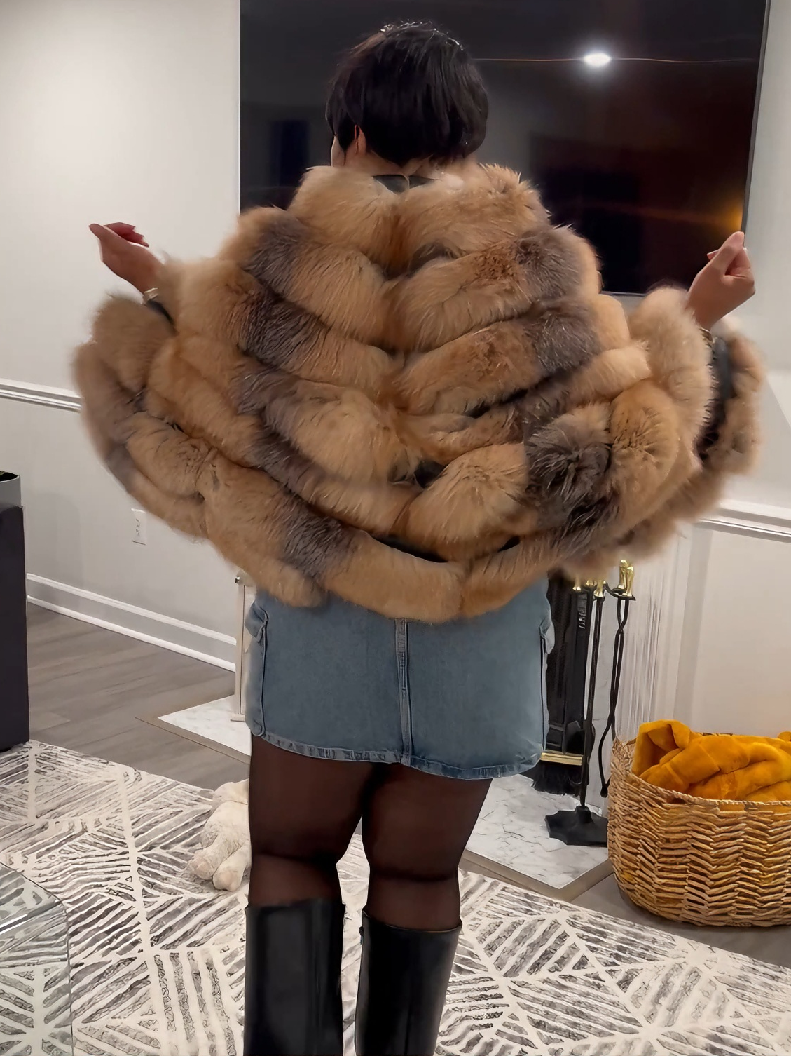 Luxe Detachable Crystal & Silver Fox Fur Vest