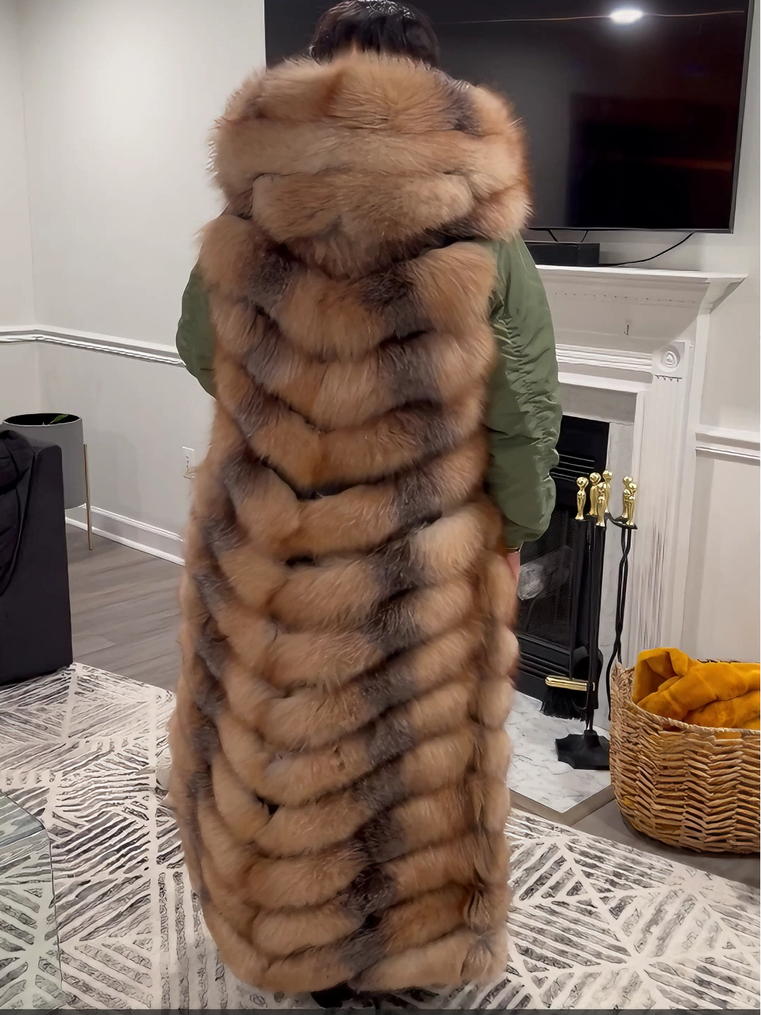 Luxe Detachable Crystal & Silver Fox Fur Vest