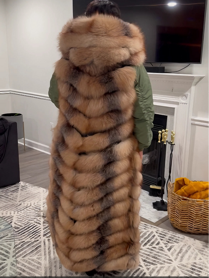 Luxe Detachable Crystal & Silver Fox Fur Vest