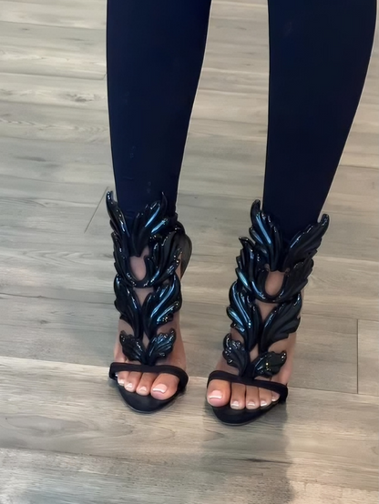 Stylish Leaf Winged Gladiator High Heels