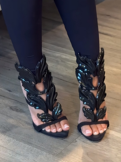 Stylish Leaf Winged Gladiator High Heels