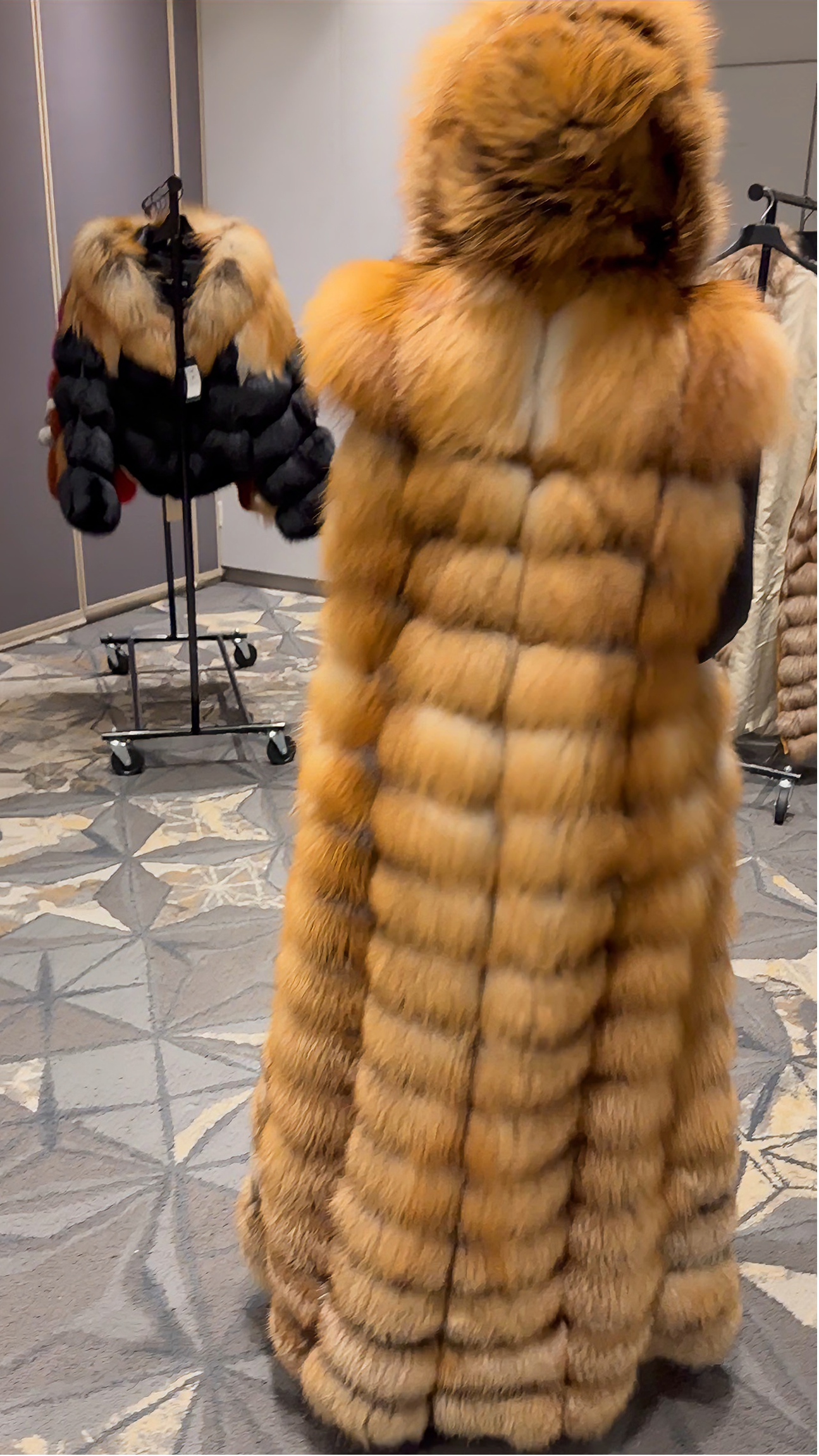 Luxury Full-Length Red Fox Fur Hooded Vest