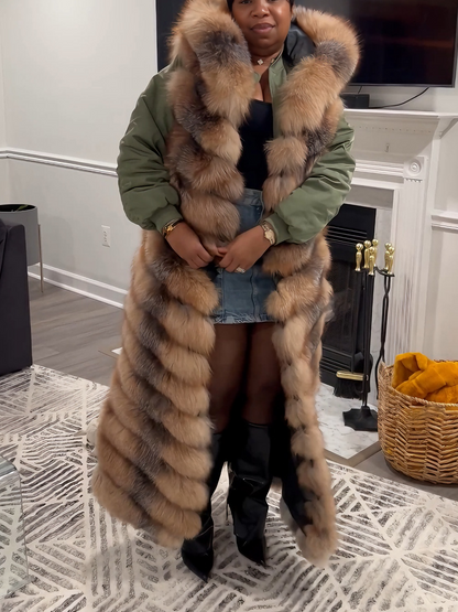 Luxe Detachable Crystal & Silver Fox Fur Vest