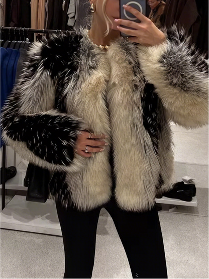 Trendy Faux Fur Short Coat