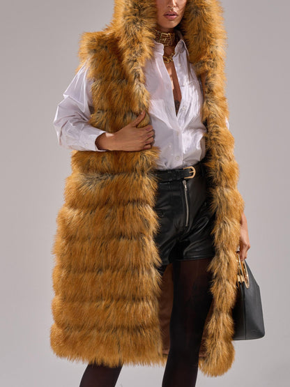 Edgy Chic Hooded Fox Fur Vest