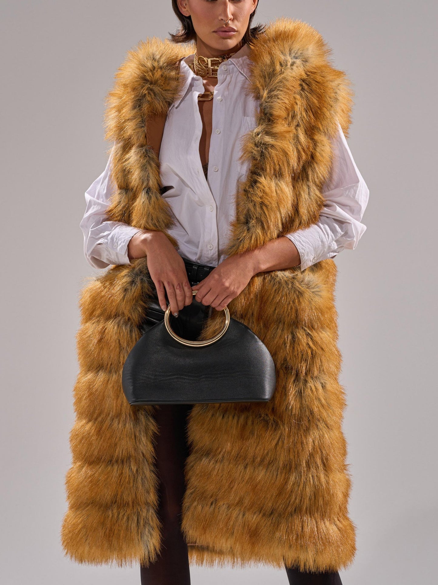 Edgy Chic Hooded Fox Fur Vest