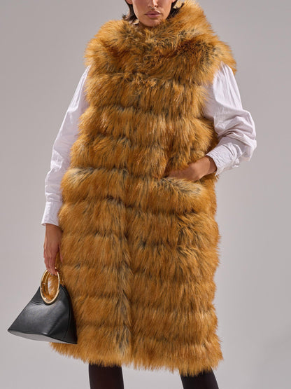 Edgy Chic Hooded Fox Fur Vest