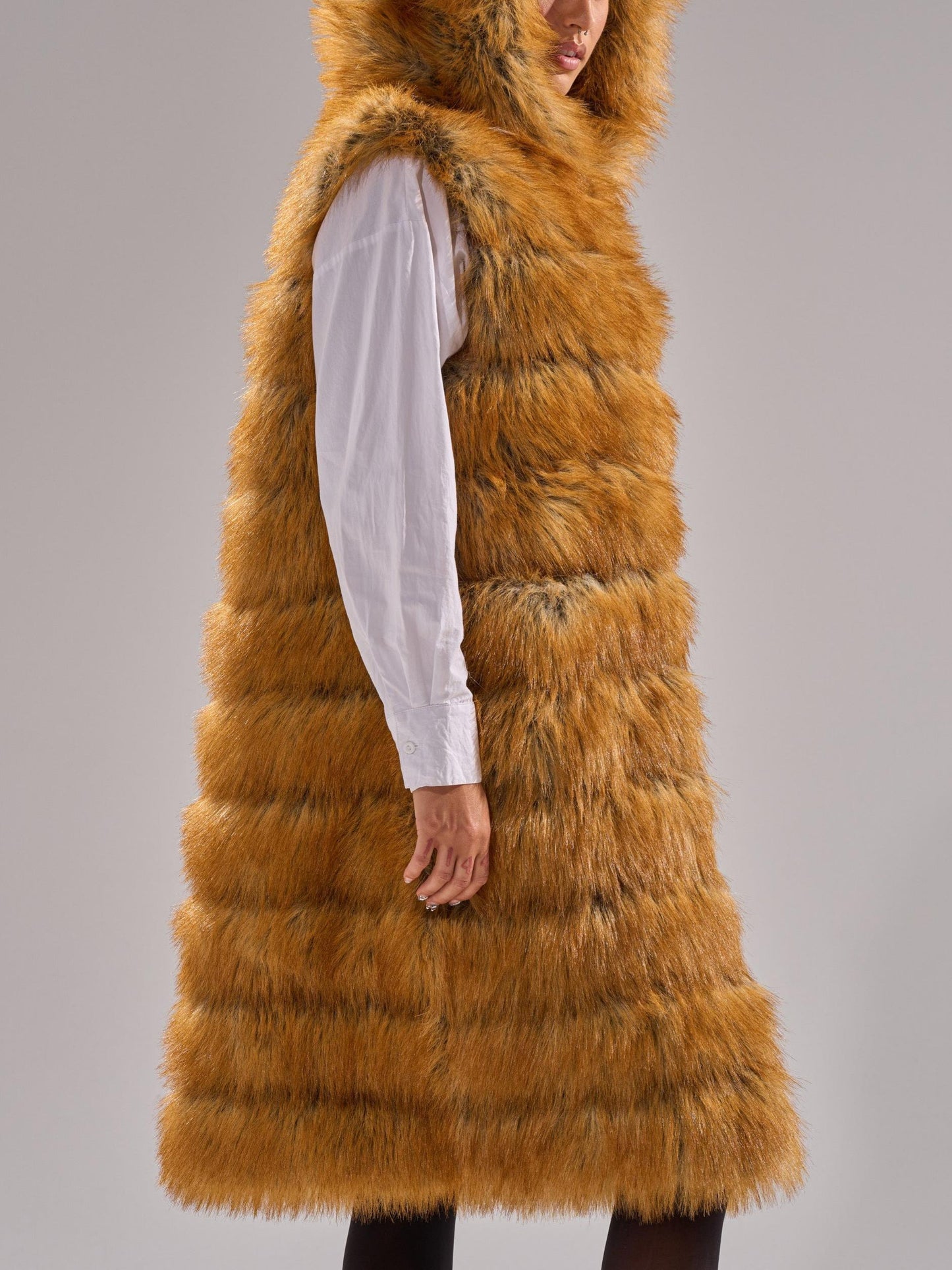 Edgy Chic Hooded Fox Fur Vest