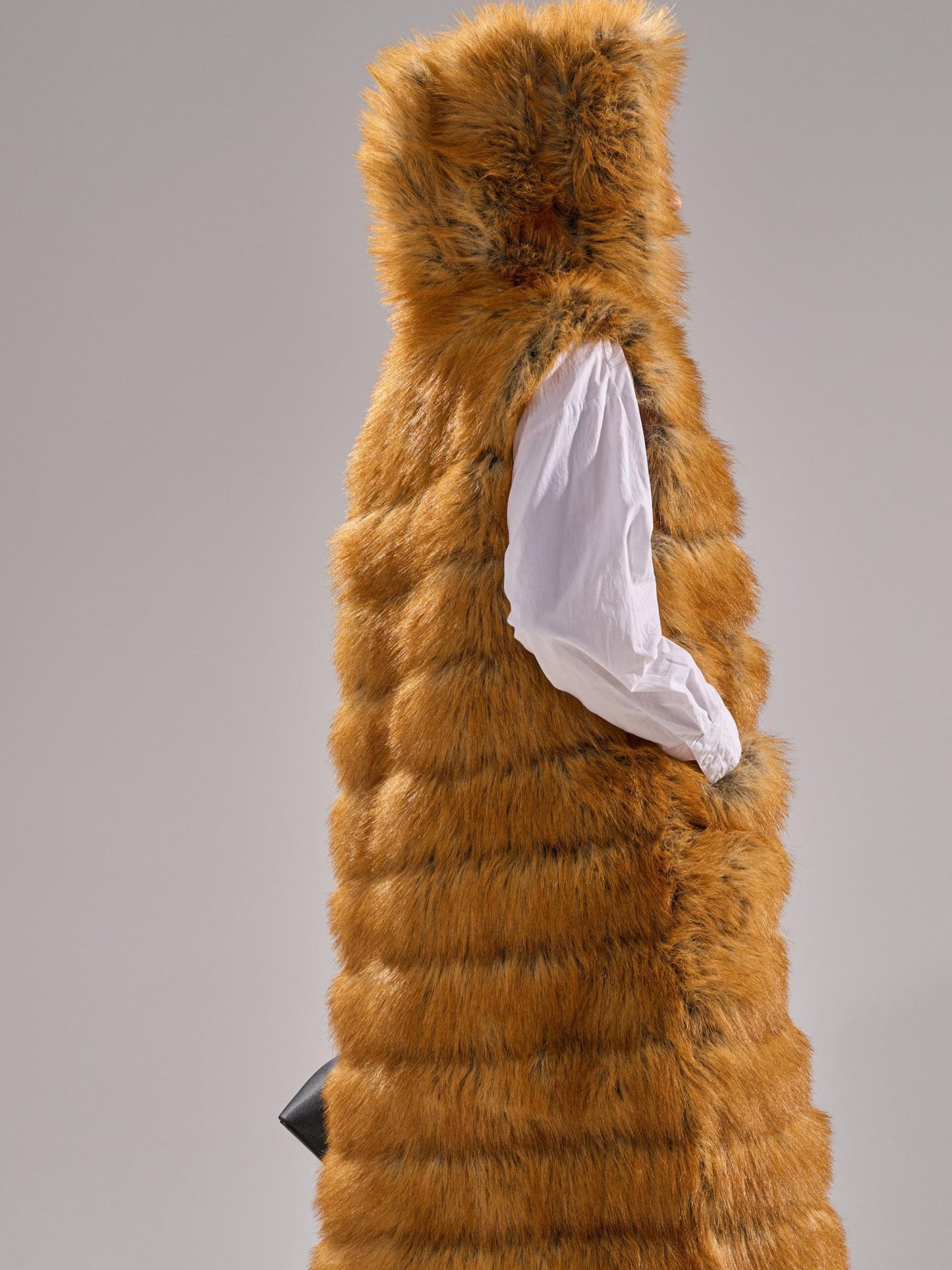 Edgy Chic Hooded Fox Fur Vest