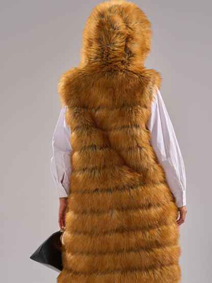 Edgy Chic Hooded Fox Fur Vest
