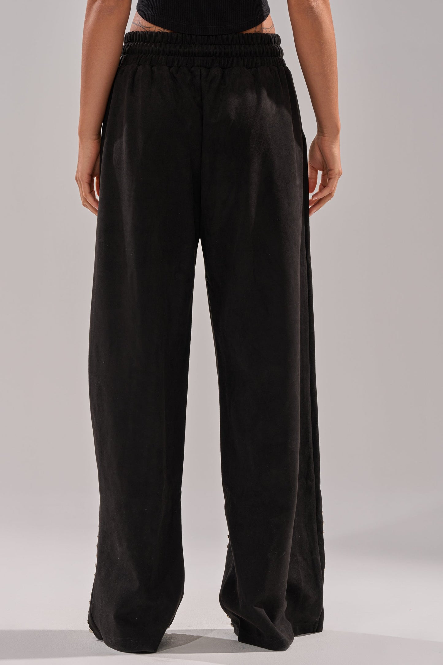 Black Studded Hoodie & Wide-Leg Pants 2-Piece Set