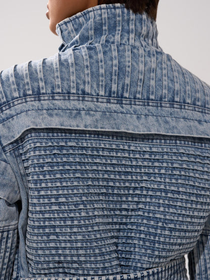 Vintage Patchwork Denim Trench Coat