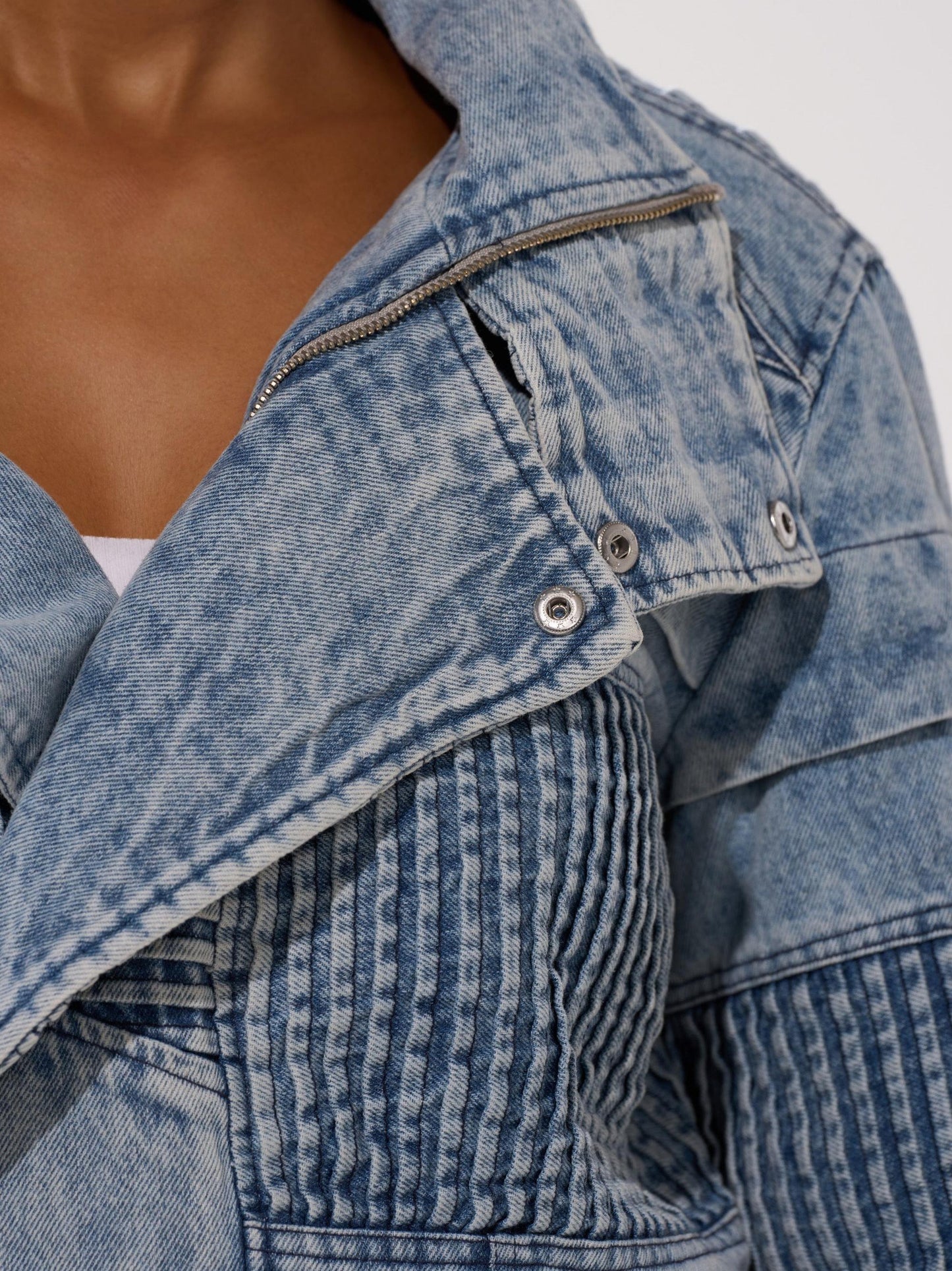 Vintage Patchwork Denim Trench Coat