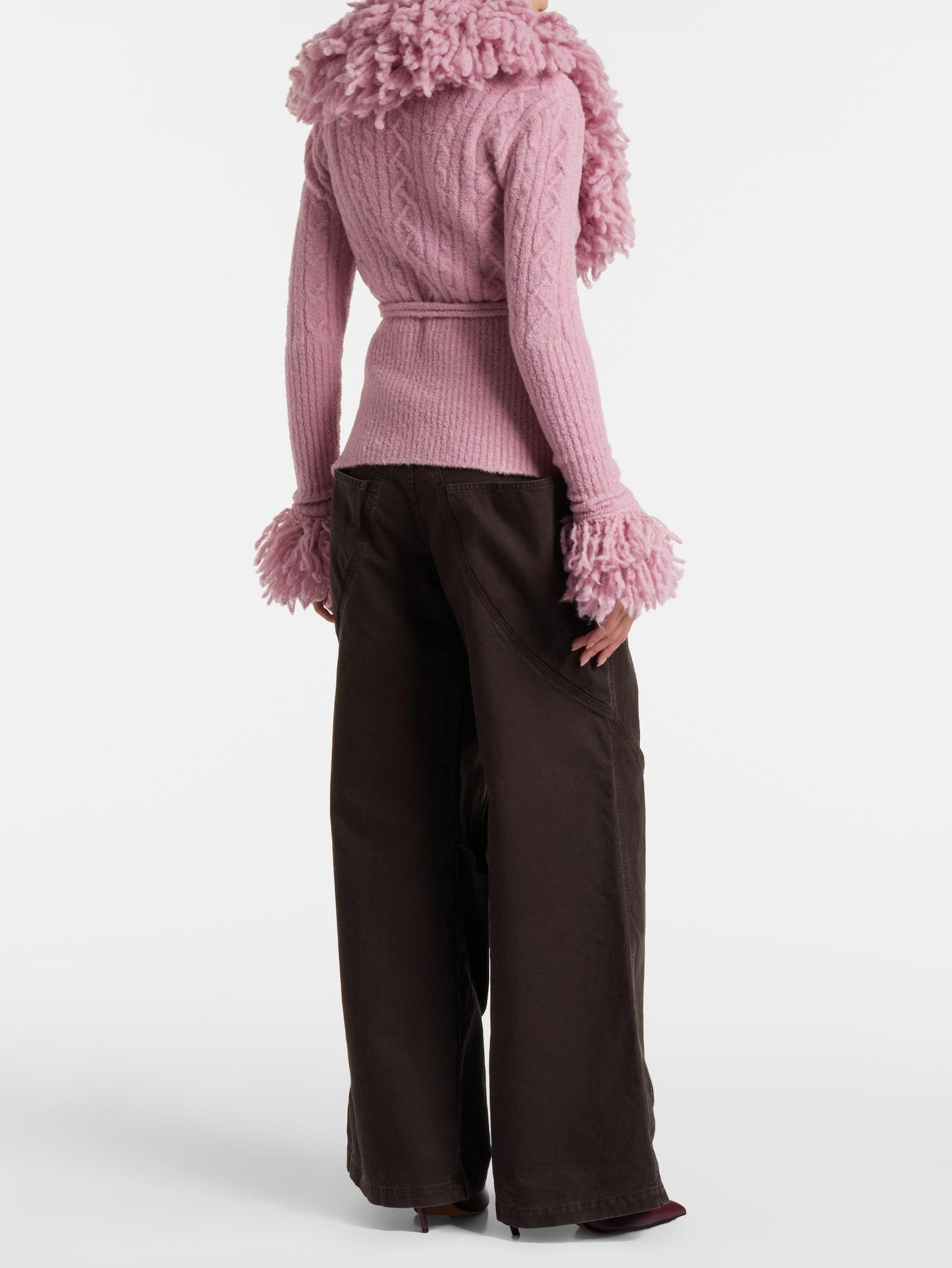 Bubblegum Pink Chunky Fuzzy Collar Knit Cardigan