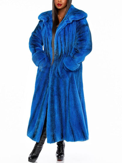 Luxury Wide Lapel Full-Length Mink Fur Coat
