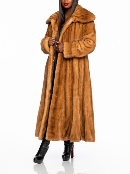 Luxury Wide Lapel Full-Length Mink Fur Coat