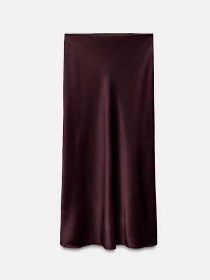 Elegant Burgundy Midi Skirt