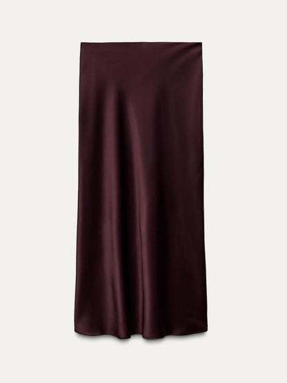 Elegant Burgundy Midi Skirt