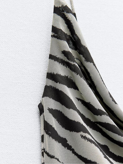 Zebra Brown Print Maxi Dress