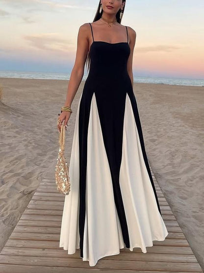 Elegant Black and White Maxi Dress