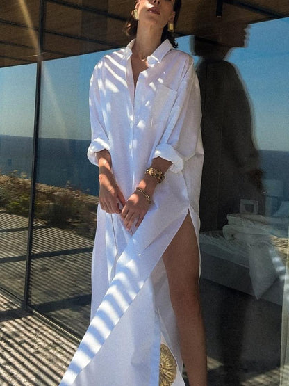 Elegant Shirt Maxi Dress