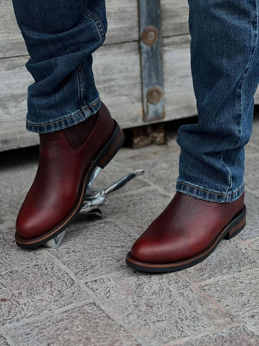Men's Burgundy Full-Grain Leather Chelsea Boots