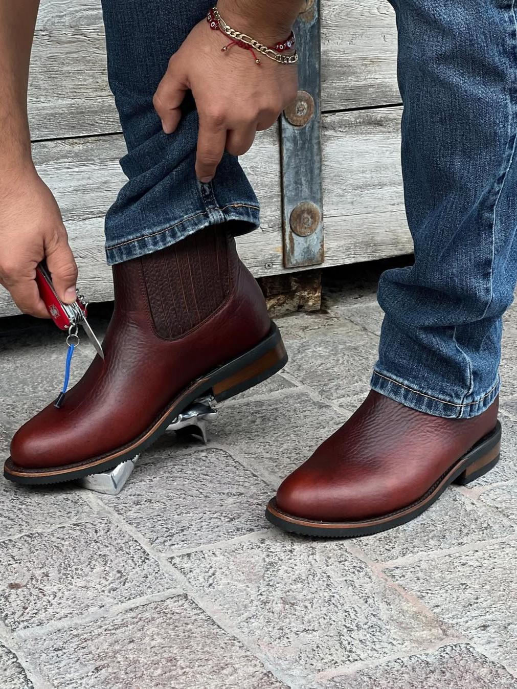 Men's Burgundy Full-Grain Leather Chelsea Boots