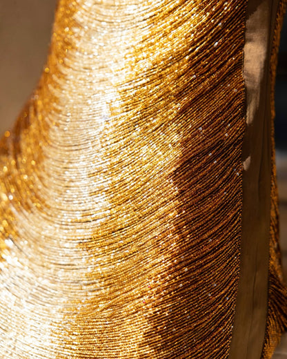 Elegant Bronze Sleeveless Fringe Mini Dress