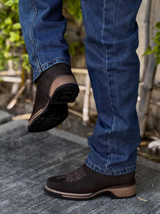 Men's Double Density Nubuck Leather Embroidered Ankle Boots