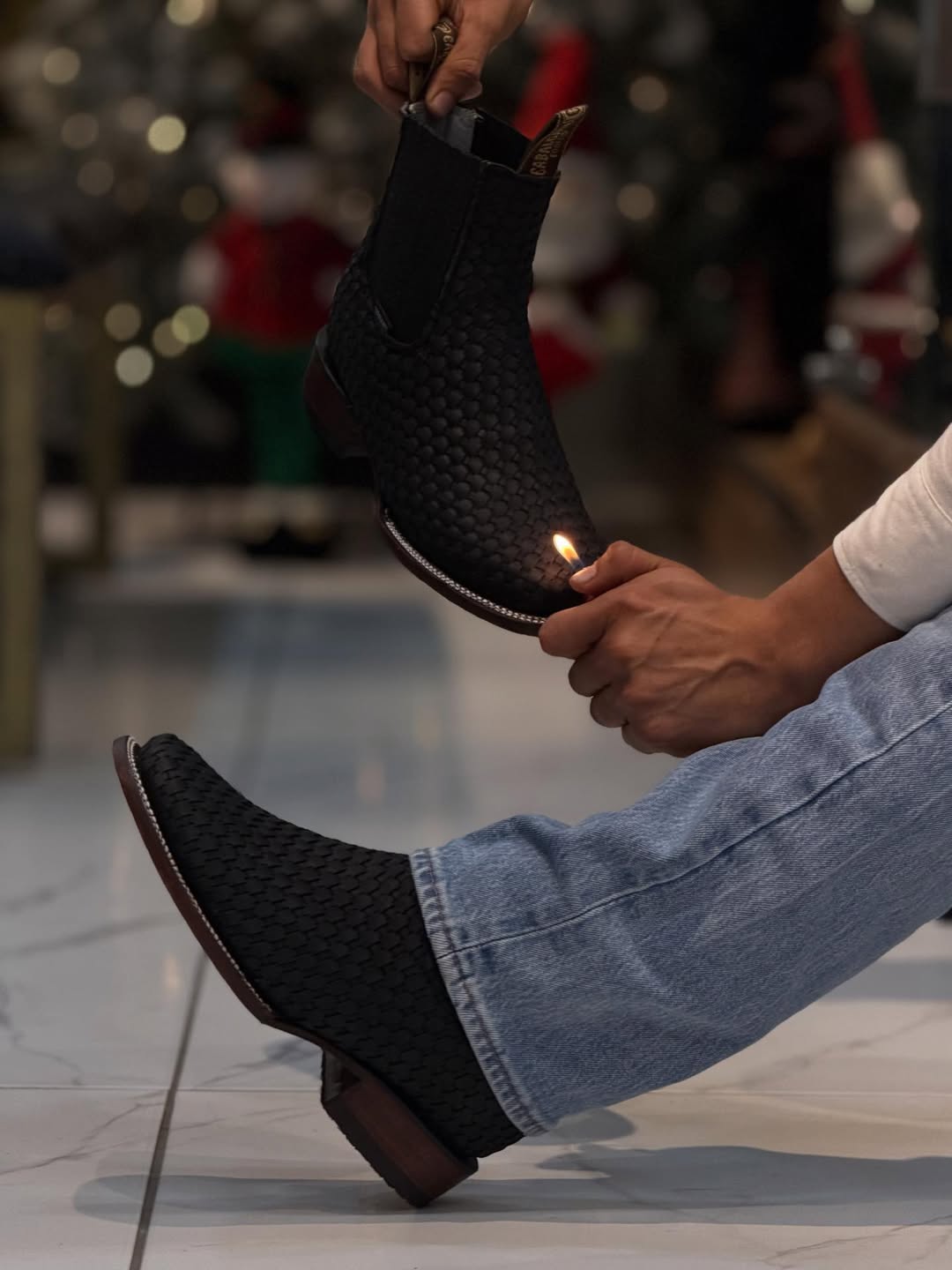 Men's Woven Leather Chelsea Boots