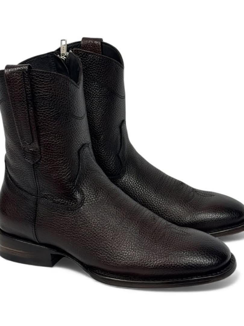 Men's Genuine Leather Round Toe Chelsea Boots