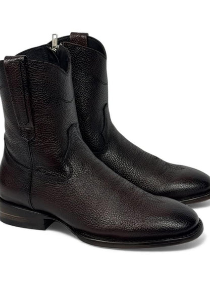 Men's Genuine Leather Round Toe Chelsea Boots