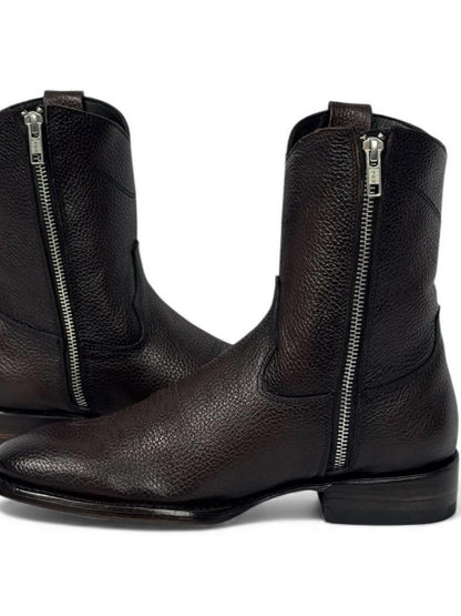 Men's Genuine Leather Round Toe Chelsea Boots