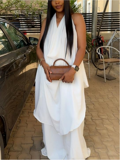 Chic Draped Halter Co-Ord – Effortless Two-Piece Set