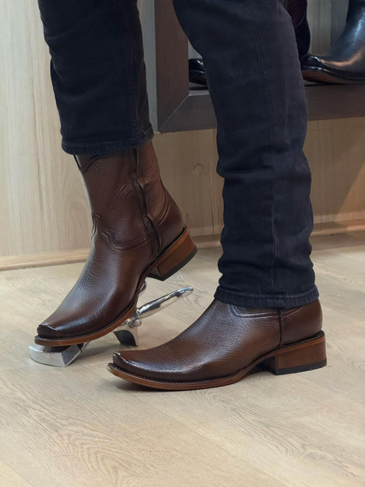 Men's Brown Full-Grain Leather Western Boots