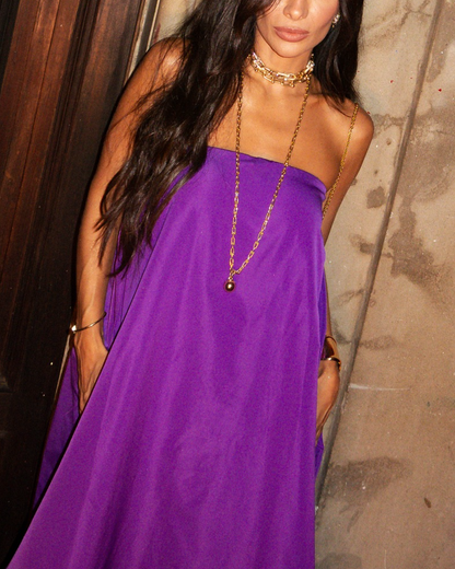 Royal Violet Off-Shoulder Maxi Dress