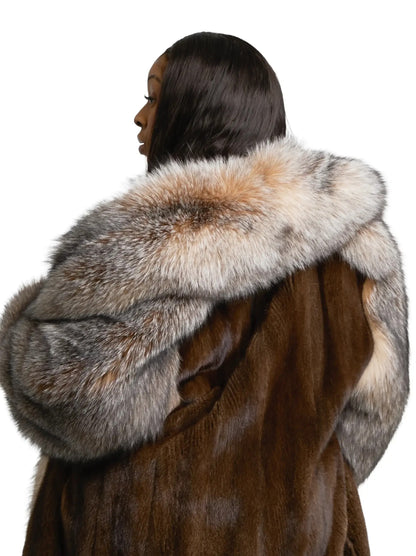 Luxury Fox Fur Full Skin Mink Trench Coat