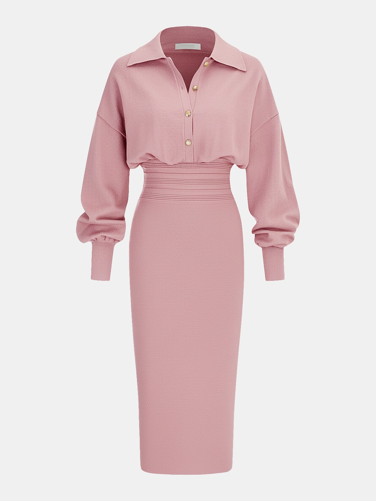 Cinched Waist Knit Shirt Dress