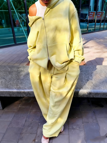 Hooded Solid Color Zipper Suit