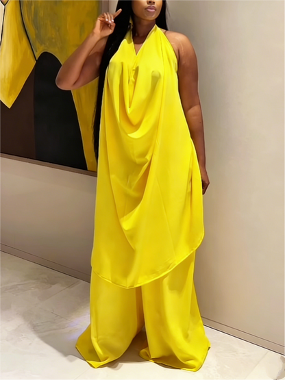 Chic Draped Halter Co-Ord – Effortless Two-Piece Set