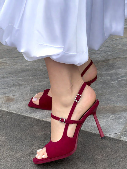 Elegant Burgundy High - Heeled Sandal