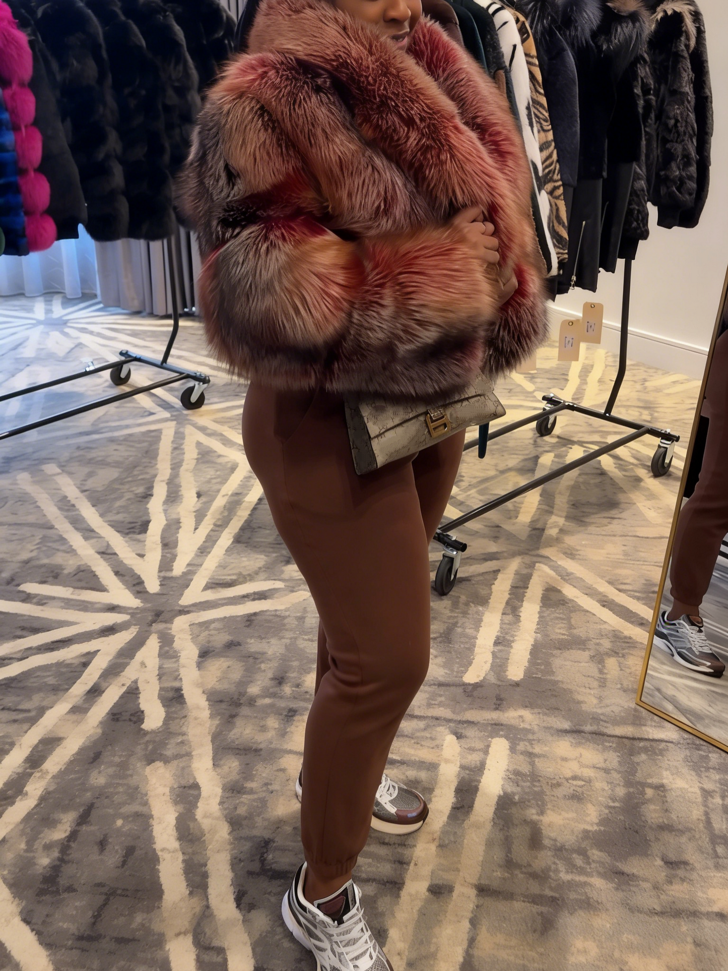 Vintage Inspired Winter Outerwear Red Fox Cropped Jacket