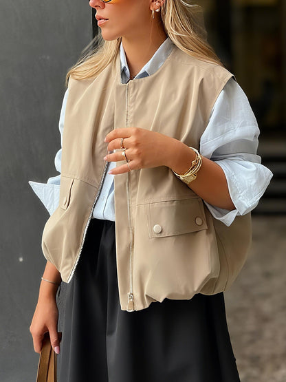 Elegant Beige Utility Vest